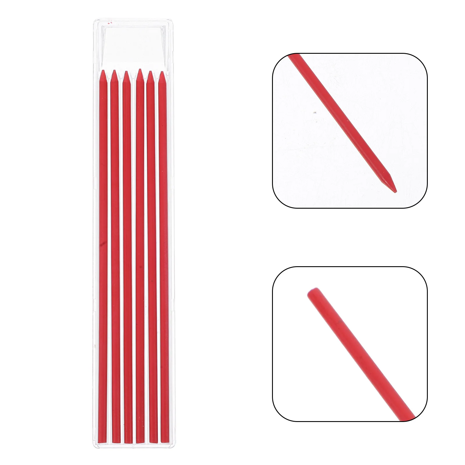 

48Pcs Carpenter Pencil Leads Deep Hole Red Solid Refills for Wood Metal Glass Marking Construction Pencil Refills