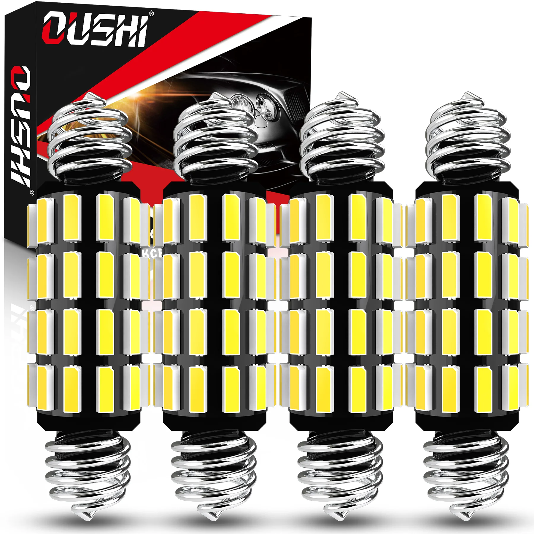 

OUSHI 4pcs 39mm 41mm 42mm Festoon Car Led Reading Light License Plate Light Powerful 3014 Chips Error Free For Ford Focus Escape