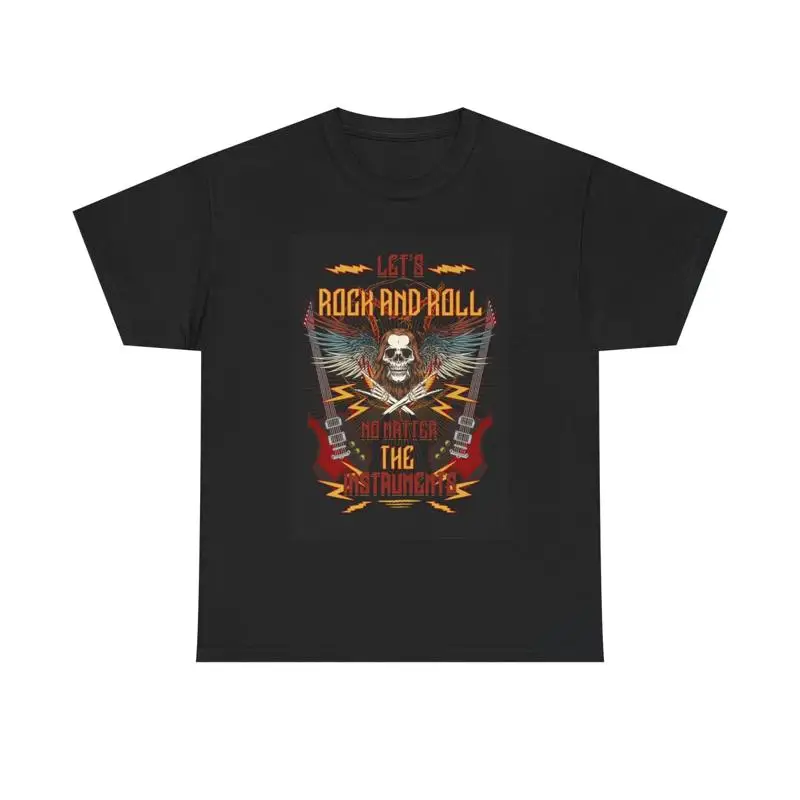 Guitar Rock And Roll T Shirt Guitarist Musician Retro Heavy Cotton