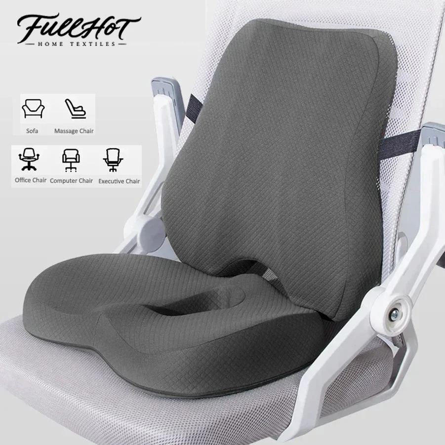 

FULLHOT Memory Foam Seat Cushion & Waist Back Support, Orthopedic Ergonomic Coccyx Hip Lumbar Relief Pad, for Office Chair, Car
