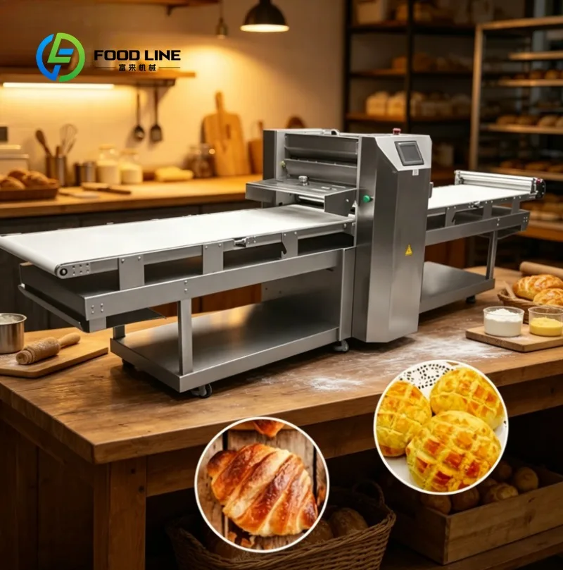 

Industrial Dough Sheeter Machine Stainless Steel Puff Pastry Bread Dough Rolling Bakery Processing Equipment