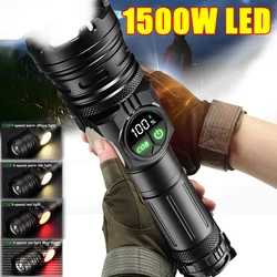 High Power LED Flashlights USB Rechargeable Flashlight Tactical Zoom Spotlight COB Dual Light Source Torch Outdoor Searchlight