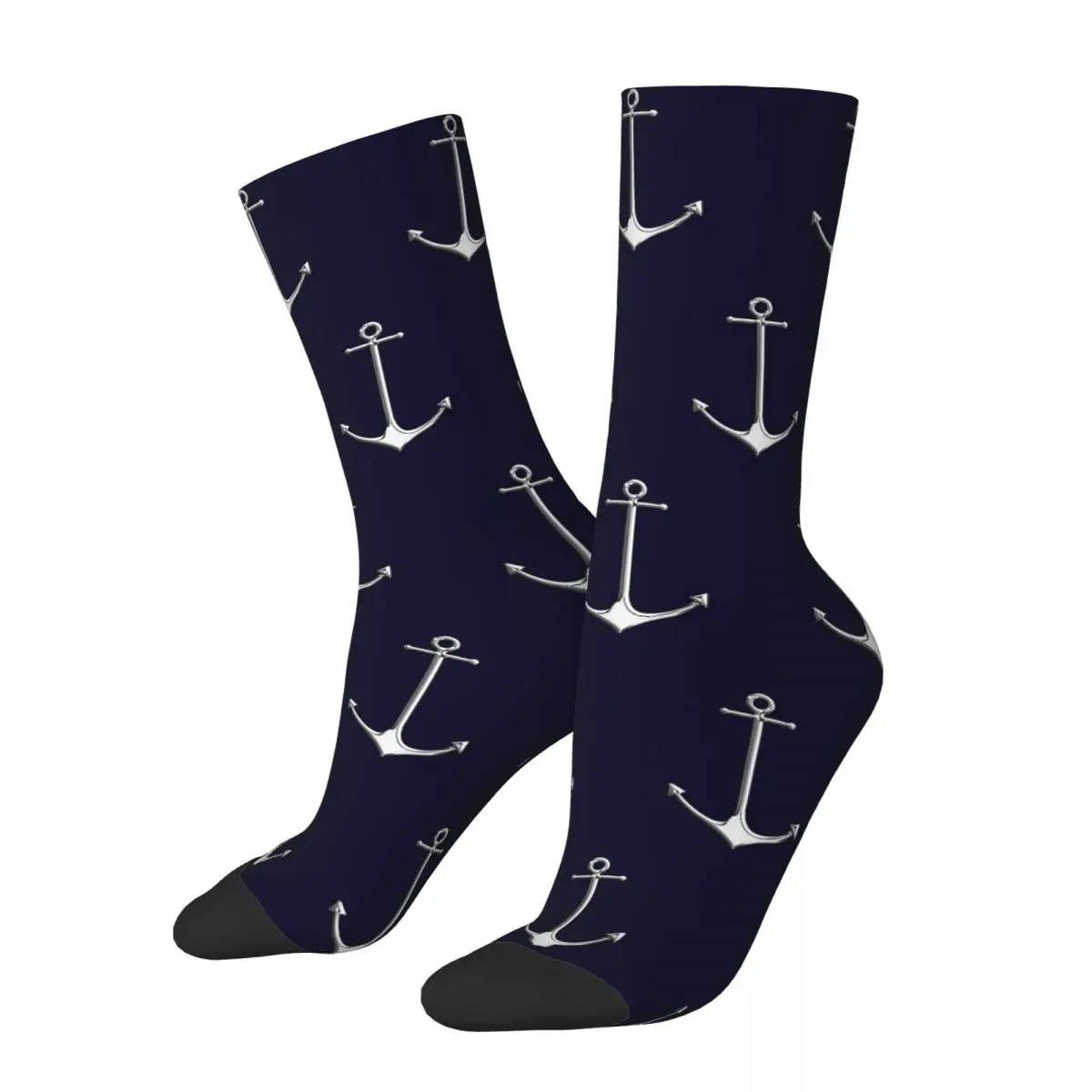 

Chrome Style Nautical Thin Anchor Applique Socks Harajuku High Quality Stockings All Season Long Socks Accessories