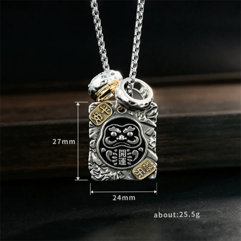 Ethnic Style Ancient Mythical Beast Necklace Men Jewelry Retro Auspicious Words Safety Buckle Pendant Male Choker Accessories