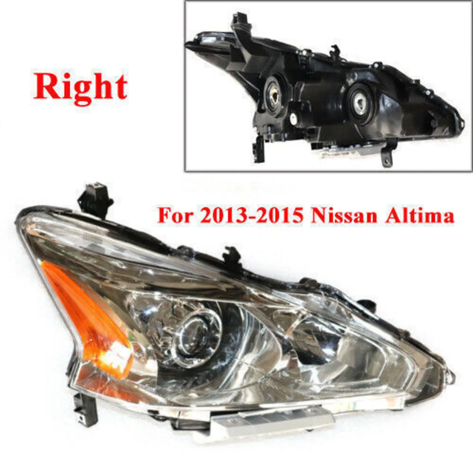 

Passenger Side Headlight Fits For Nissan Altima Sedan 2013-2015 Right RH Chrome Lamp Headlamp Replacement New