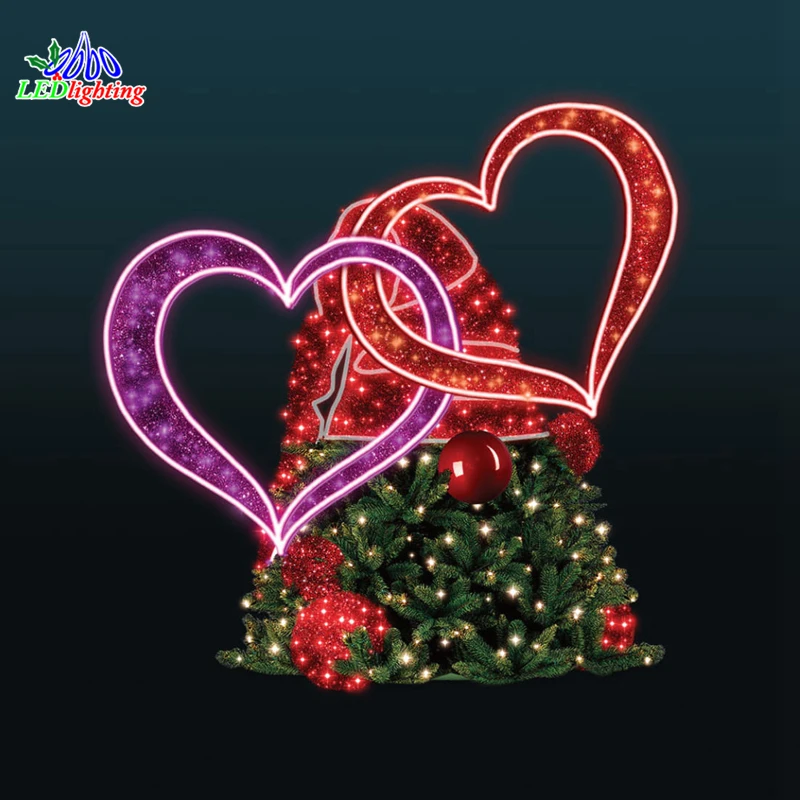 

custom.Outdoor event party wedding pink white color decoration heart shaped led lights