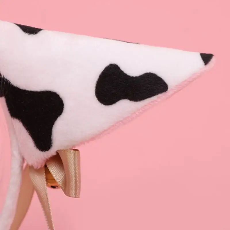 N5KB Plush Hair Hoop Cow Ears Headwear Tail Set Furry Costume Set Fancy Dress Up Halloween Cosplay Party Accessories