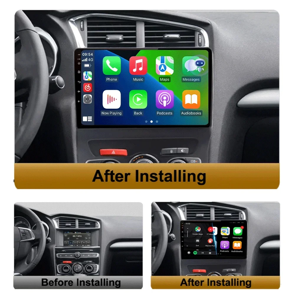 Android 15 Carplay DSP WIF + 4G Radio de coche GPS reproductor Multimedia para Citroen C4 C4L DS4 LHD 2013 2014 2015- 2017 cámara estéreo 360