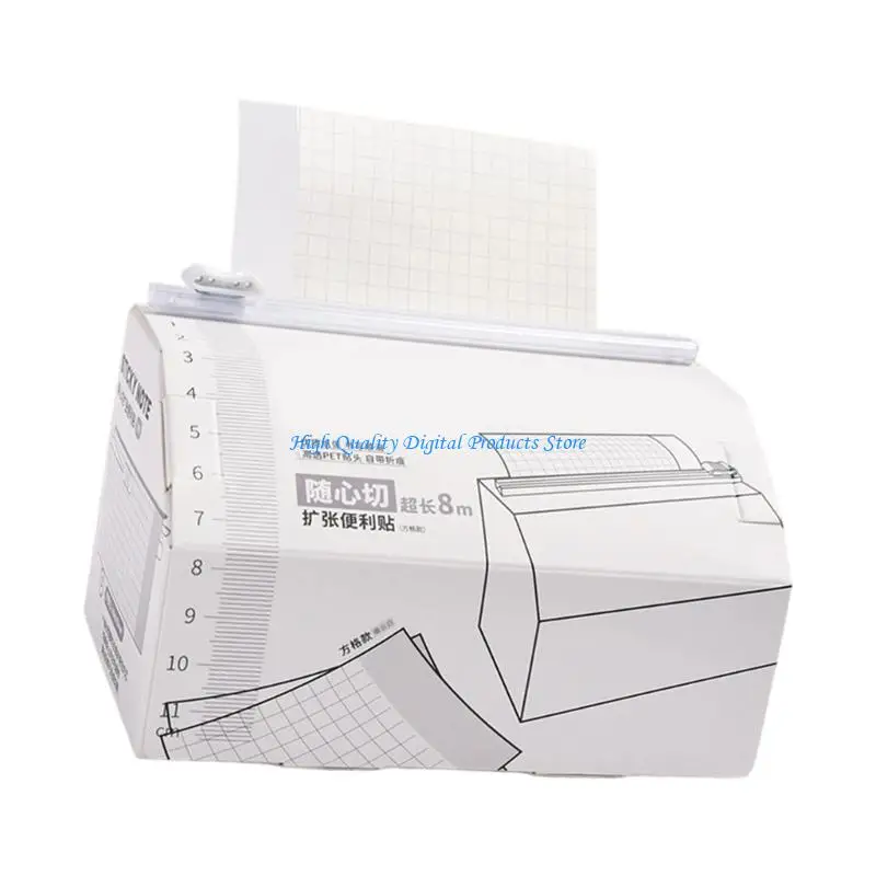 U2JE Desktop Adhesive Note Memo Pad 8.74yard Long Adhesive Note Paper with Built in Safety Cutter for Journal Notebook Wall