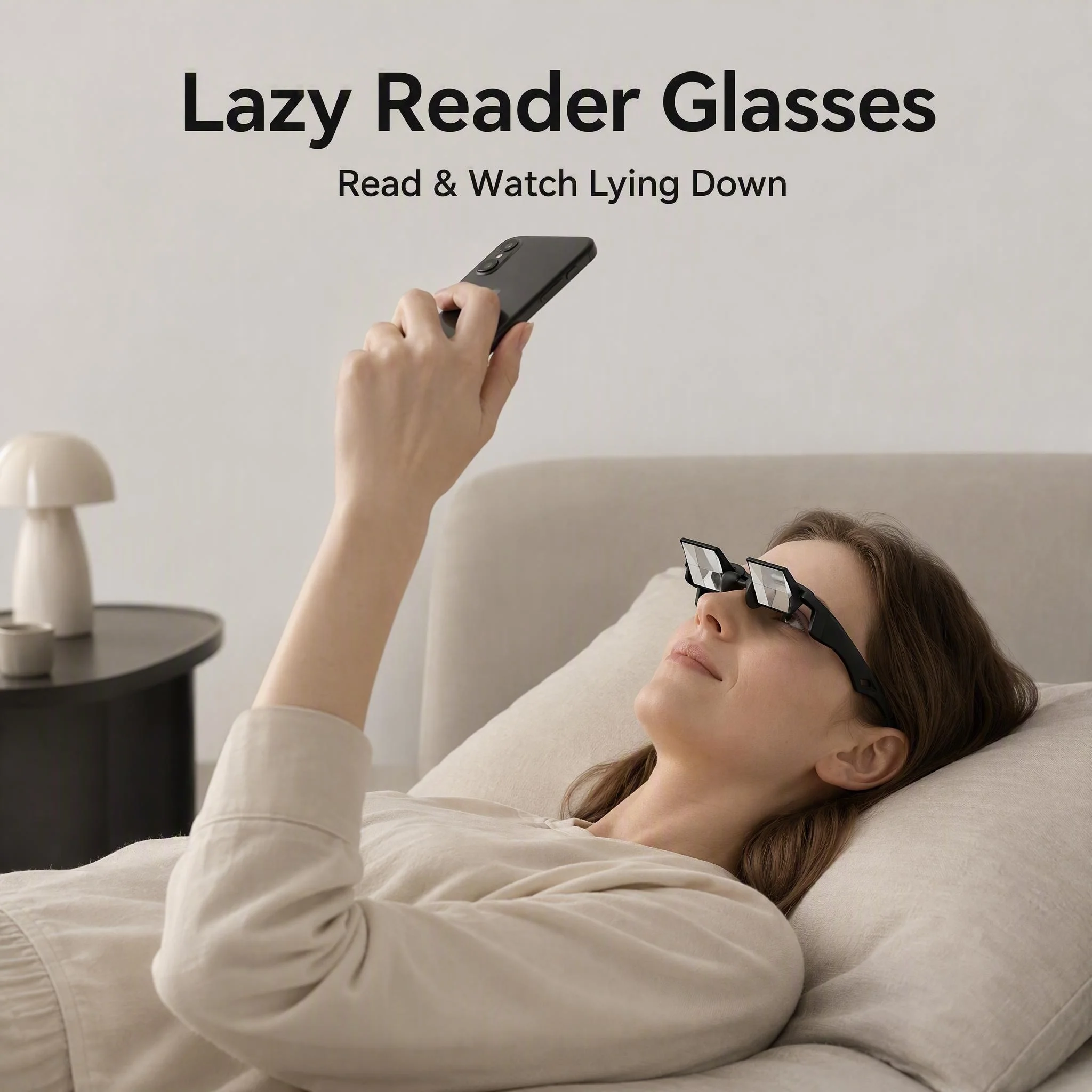 Lazy Prism Refraction Glasses, Lightweight Horizontal Lie Down Eyeglasses for Bed Reading Watching Phone TV