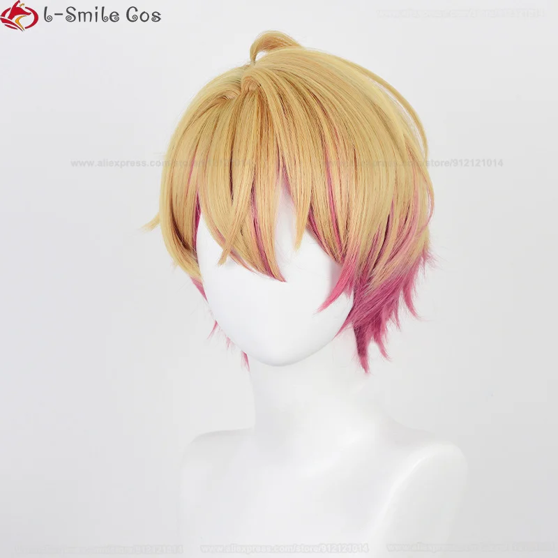 Hoshino Akuamarin Peruca Cosplay, Perucas Aqua, Laranja, Dourado, Rosa, Cabelo Rosa, Resistente ao Calor, Anime Perucas plus Wig Cap, 32cm