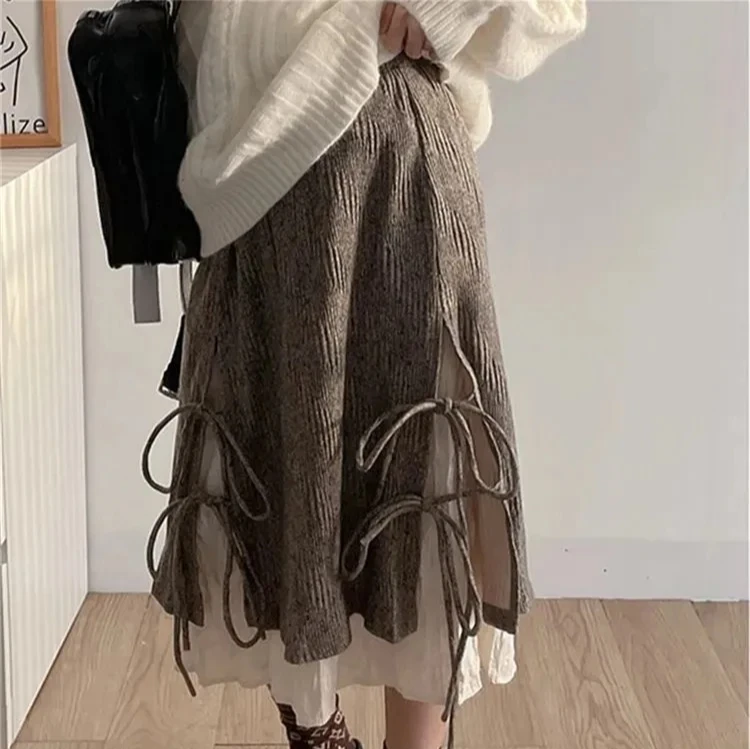 

Y2k Cute Party Irregular Long Skirts Boho Grunge Fairyore Retro Skirt Kawaii Holiday Ruffle Patchwork Pleated Skirt Women Faldas