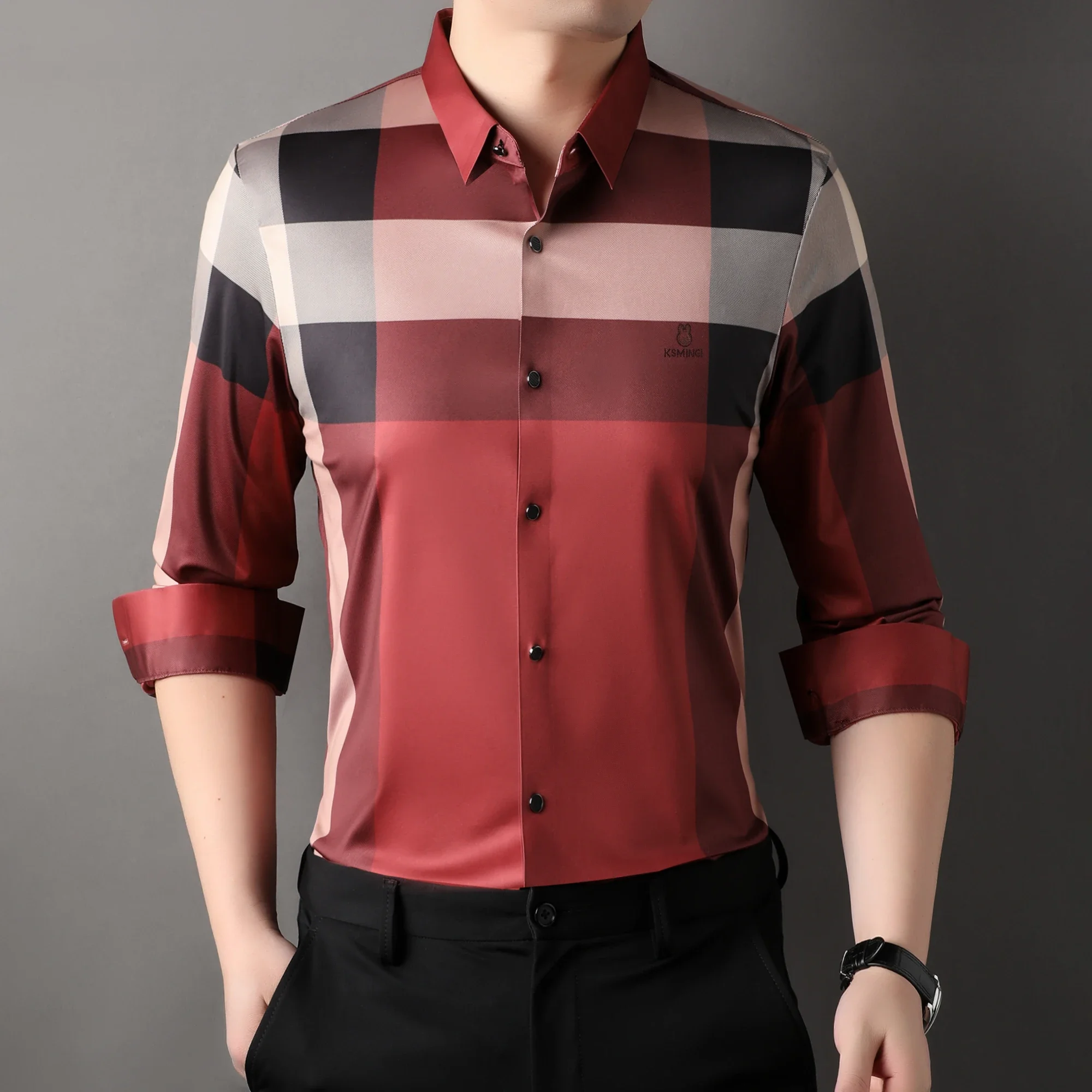 High Grade Long Sleeve Business Casual Shirt for Men T-Shirty 2024 Luxury Designer Brand New Spring/autumn Versatile Stripe Tops