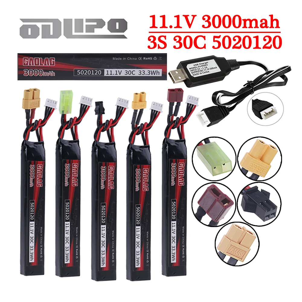 Water Gun 3S 11.1v 3000mAh 30C Lipo Battery Small Tamiya/T/XT30 Plug for Mini Airsoft BB Air Pistol Electric Toys Guns Parts