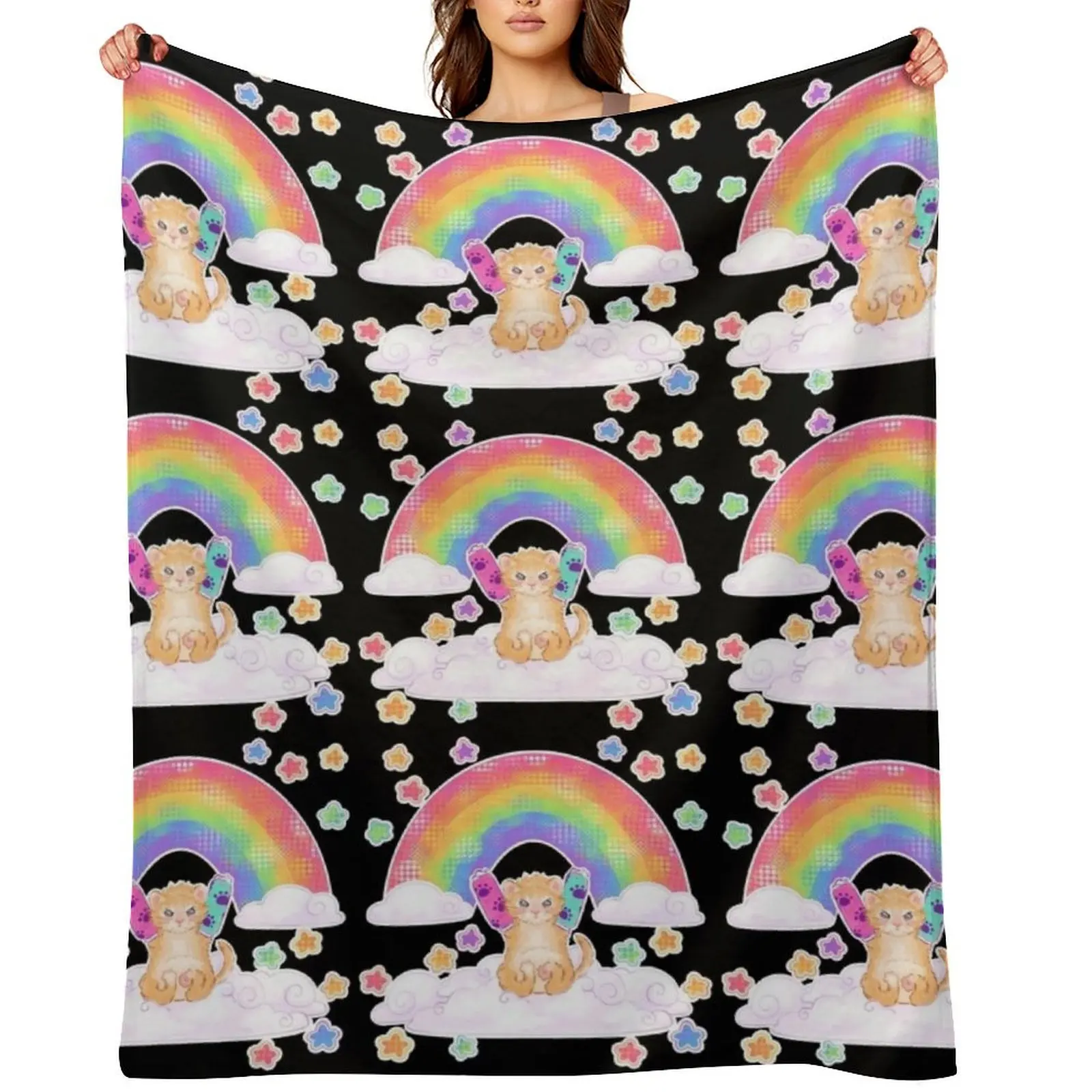 

Rainbonkers Throw Blanket Weighted manga Personalized Gift valentine gift ideas Blankets