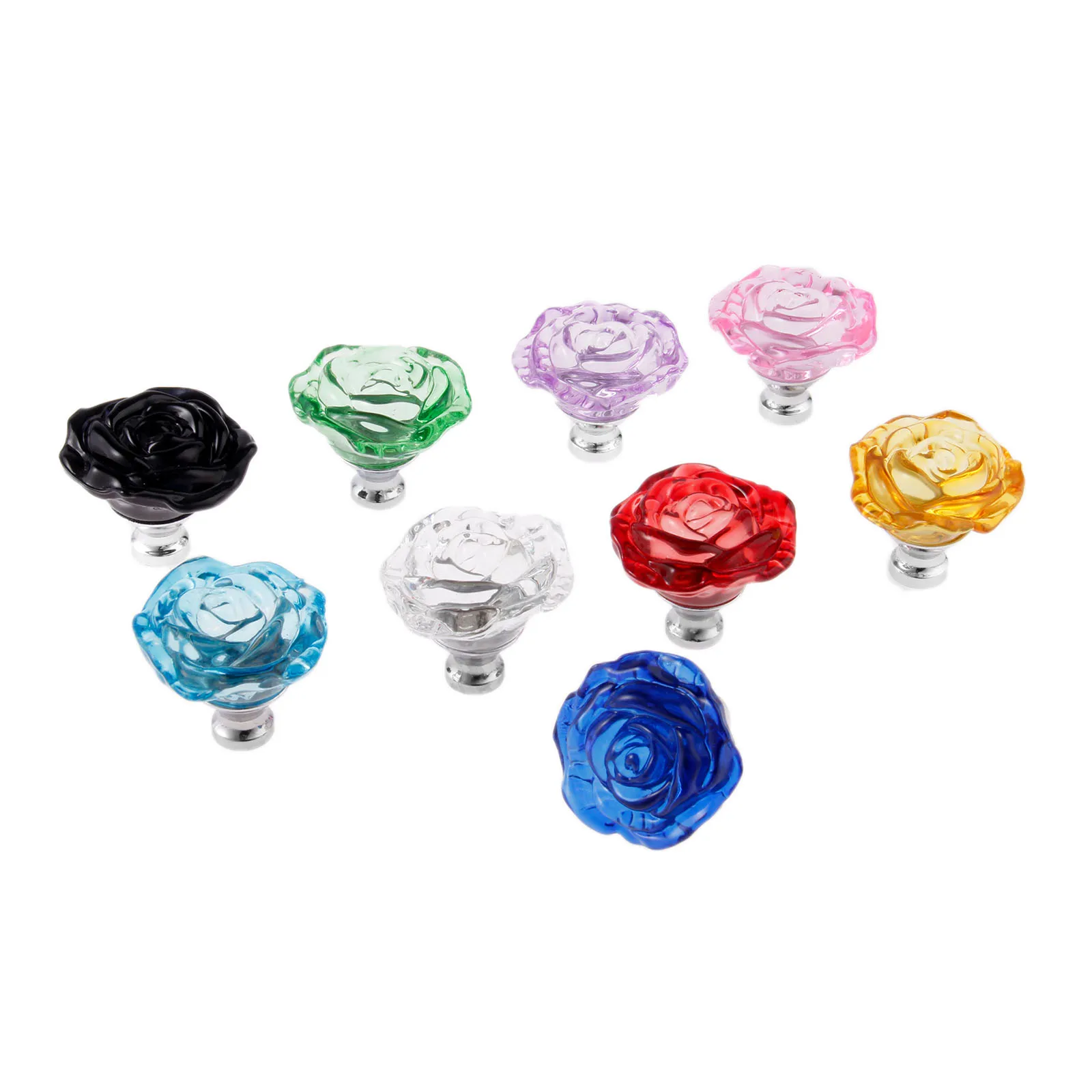 DRELD 1pc 50mm Crystal Rose Glass Clear Knob Furniture Kitchen Drawer Cabinets Handles Dresser Closet Pulls Furniture Hardware