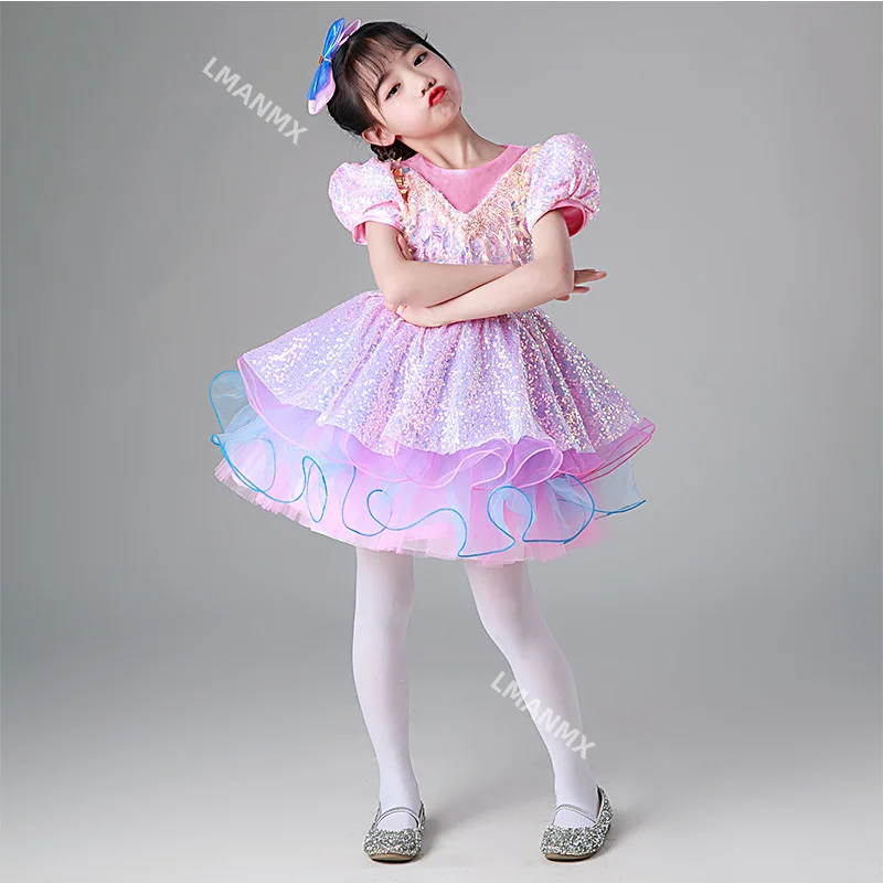 

Children's performance costume, fluffy gauze skirt, small lotus style, wave girl and little flower dance costume on the cliff