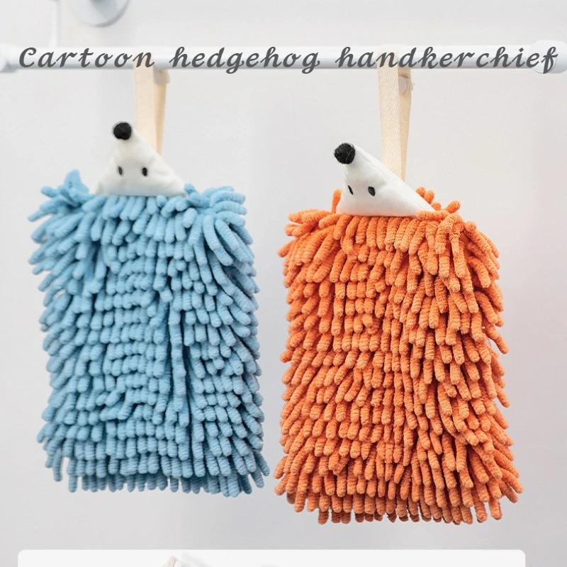 

1PC Cartoon Hedgehog Hand Towel Hanging Absorbent Thickened Children Hand Towel Kitchen Bathroom Supplies Cleaning