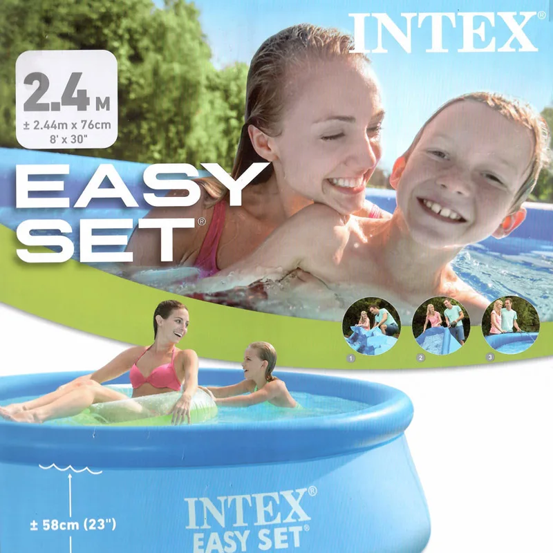 INTEX 8 feet 244*76cm 2419L easy fast set up pool inflatable top ring above ground pool summer family swimming water play pool