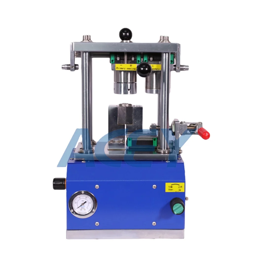 Machine de scellage de batteries pneumatique cylindrique pour la recherche en laboratoire