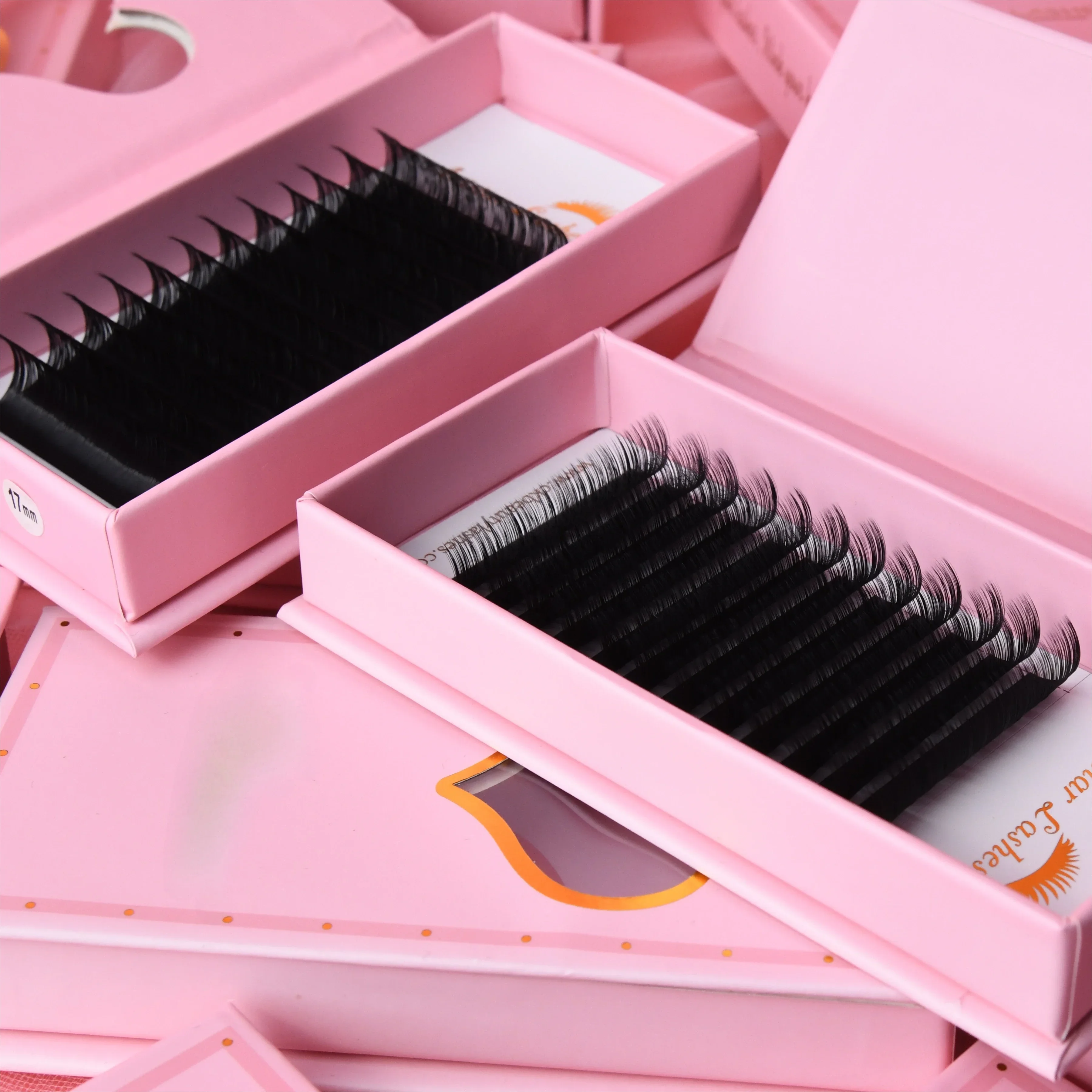 Velvet Private Label Logo Russian Volume Individual Eyelash Extension Trays Wholesale Korean Silk Mink Cashmere Lashes Extension