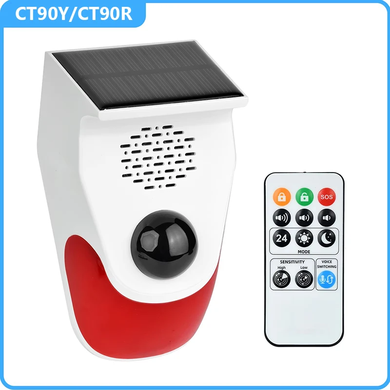 كاشف إنذار الحركة بالأشعة تحت الحمراء، داخلي وخارجي مقاوم للماء شحن USB بالطاقة الشمسية \ مع بطارية 1000 مللي أمبير في الساعة 120 ديسيبل علاء #1