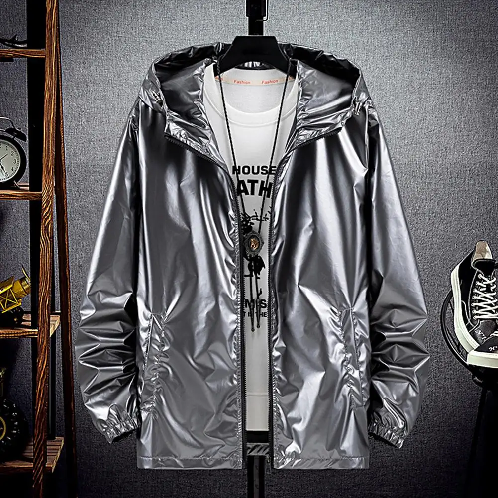 

2023 Bright Surface Men Hooded Jacket Hoodie Men Retro Zip Up Long Sleeve Loose Waterproof Jacket Coats Sweatshirt Sports Coats