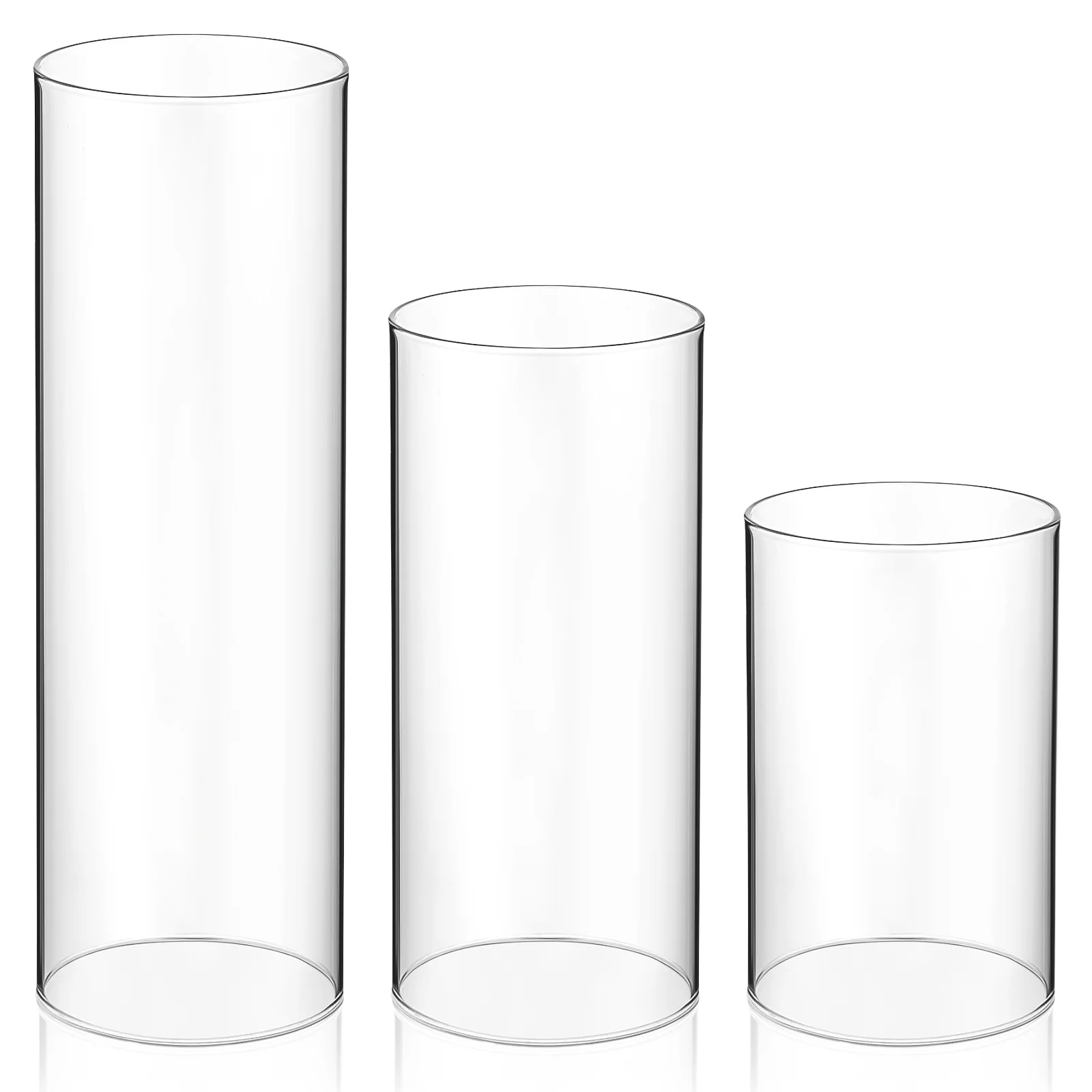 3 Pcs Shade Holder Supply Open Ended Tube Shades Glass Chimney for Clear Covers Decorative High Borosilicate