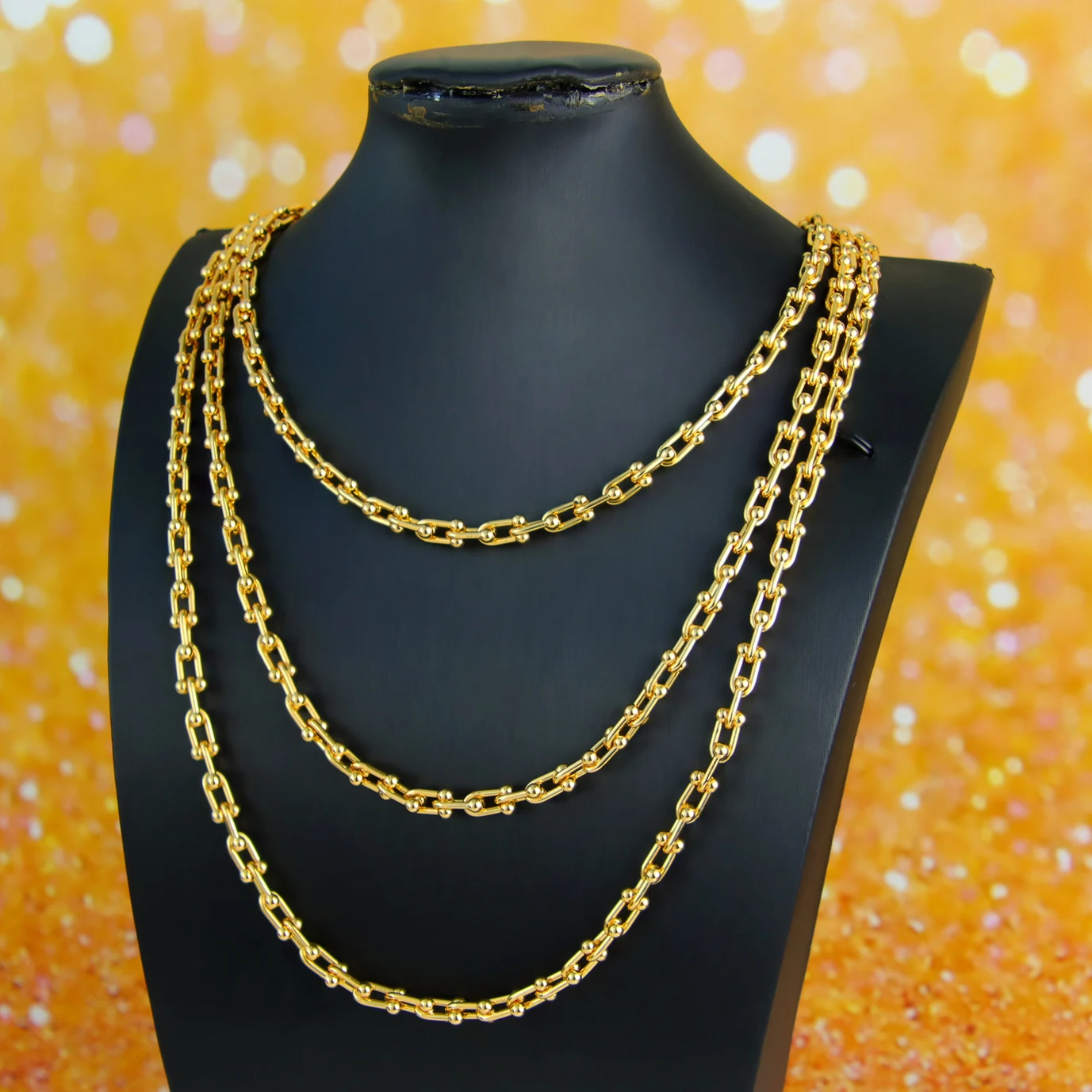 Luxus Dubai Hochzeit Gold Farbe Lange Halskette 21k Gold Überzogene Italienische Mode Colliers Saudi Frauen Event Party Schmuck – Detail 5