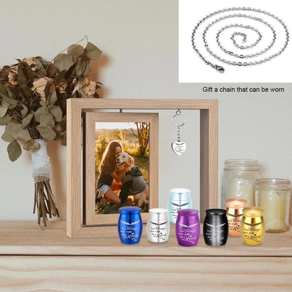 

Small Urn for Human Ashes and Memorial Picture Frame Hold，Pet Memorial Gifts Pendant Keychain Keepsake Urns Cremation Urns