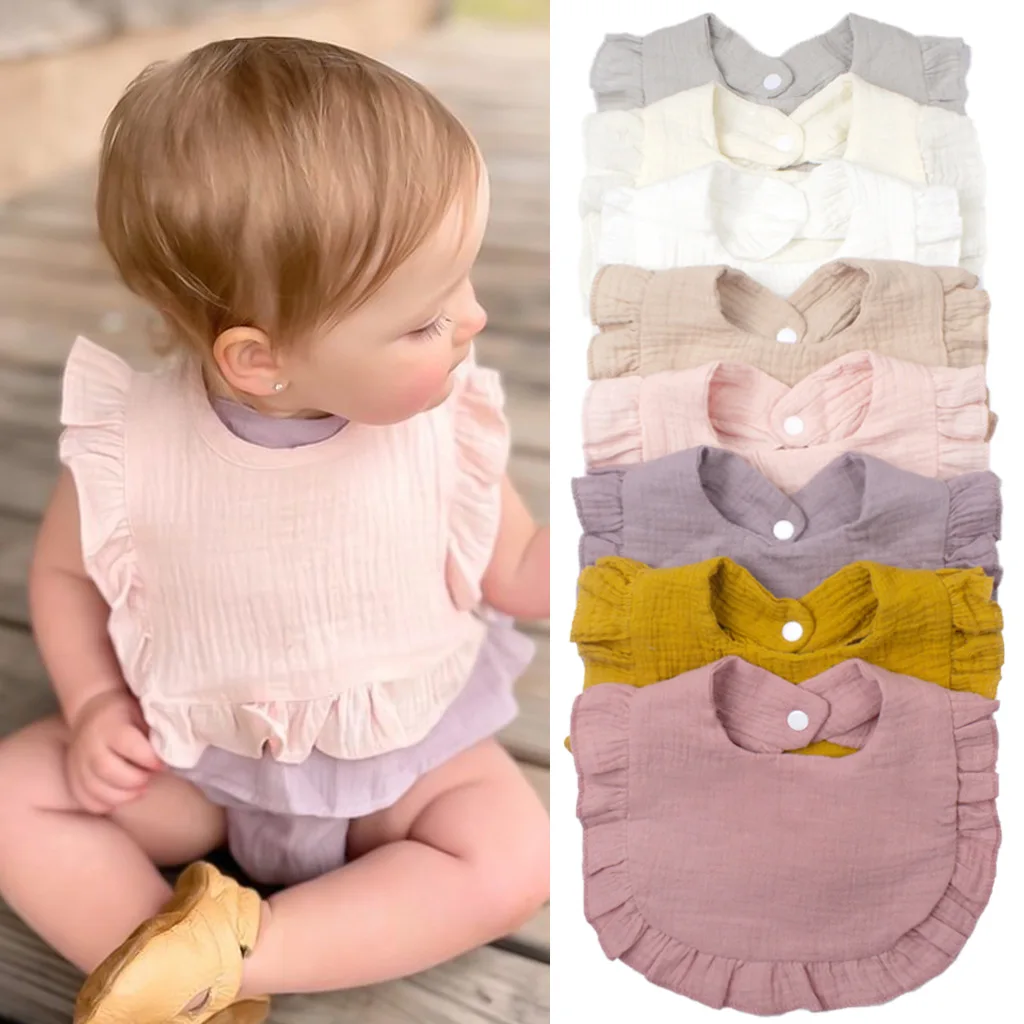 Gauze Bib for Boys Girls Pure Cotton Candy Colored Comfortable Saliva Bib Baby Solid Colored Lace Saliva Towel Baby Products