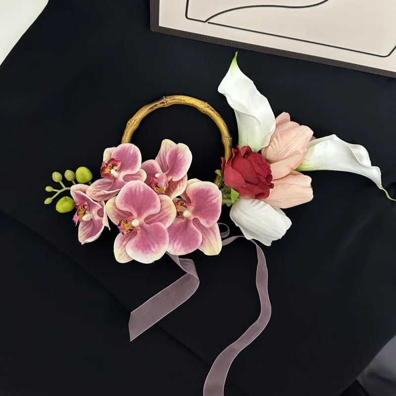 

Усовершенствованный ручной букет с имитацией бамбукового кольца, букет с имитацией свадебной фотографии, рука регистрации фото