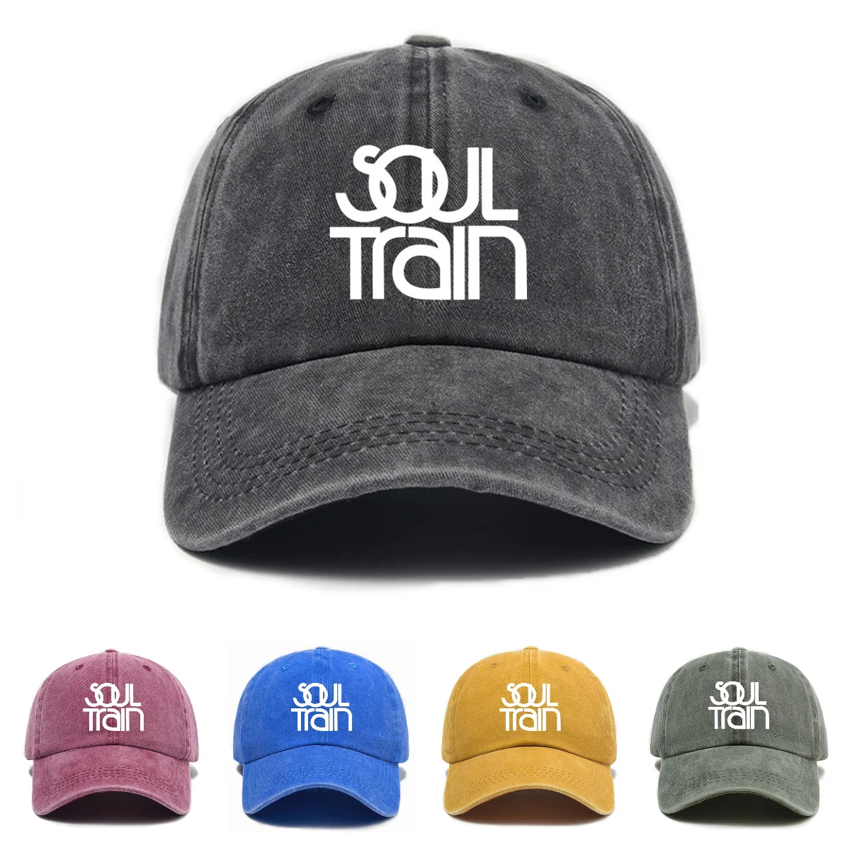 Soul Train Adjustable Polyester Baseball Cap - Unisex Urban Fashion Sun Protection Woven Hats