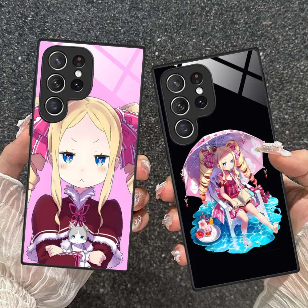 

Чехол для мобильного телефона ReZero Beatrice для Samsung Galaxy A56 55 54 53 52 51 36 35 34 23 16 15 5G, роскошный стеклянный чехол для смартфона