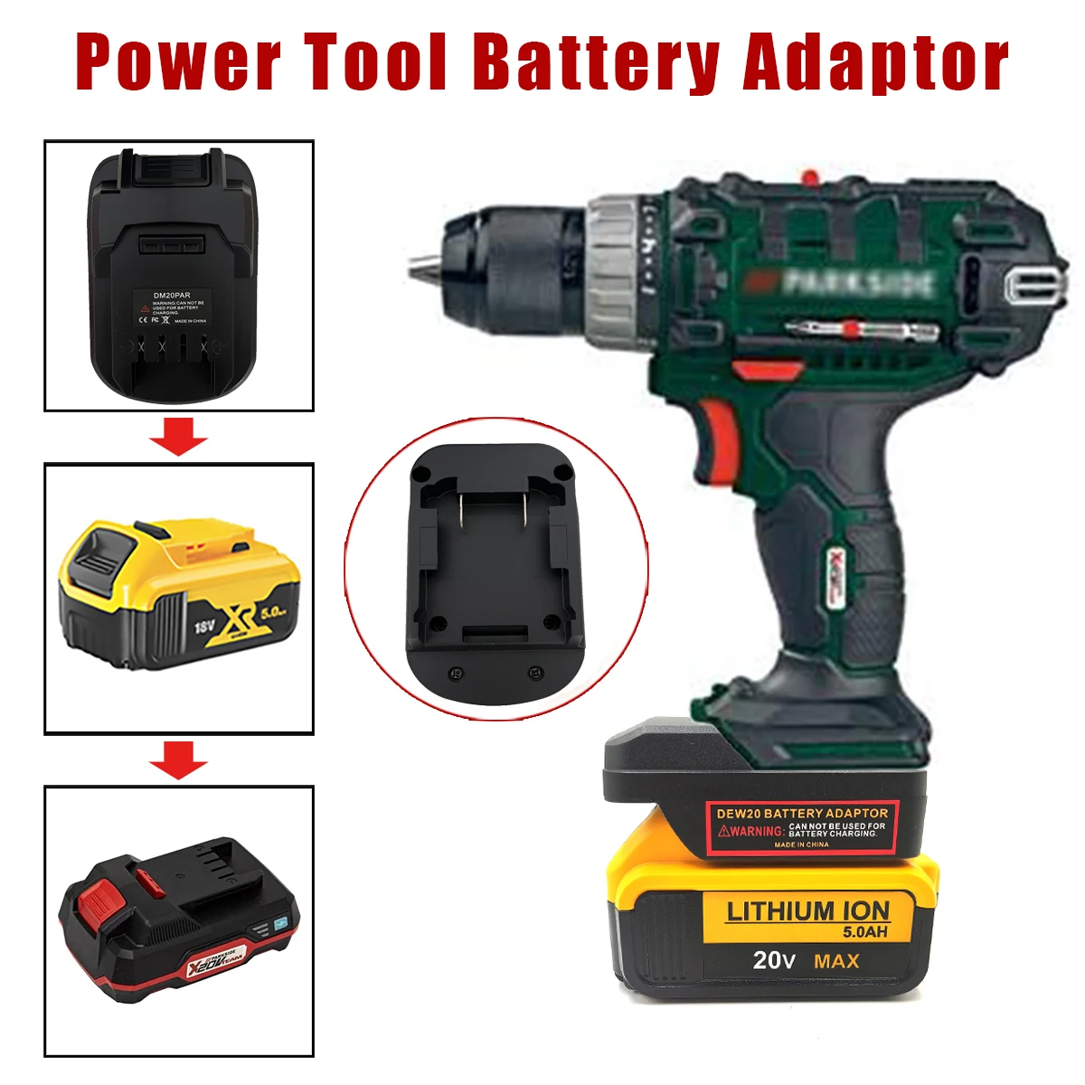 

Adapter Converter For Milwaukee 18v Lithium Battery Convert To For Parkside 20V Lithium Battery Electric Power Tool Drill Use