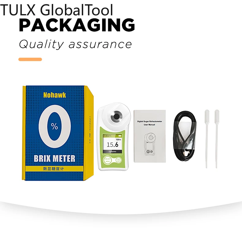 

TULX 0-55% Brix Meter Digital Handheld Refractometer ATC 0.2% Response Time SG Fruit Juice Wine Making Beer Brewing