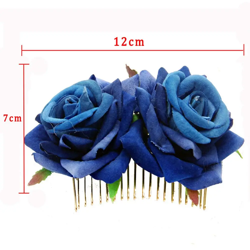 Red Rose Flower Bridal Hair Comb Pins Handmade Wedding Accessories Jewelry Women Prom Headpiece