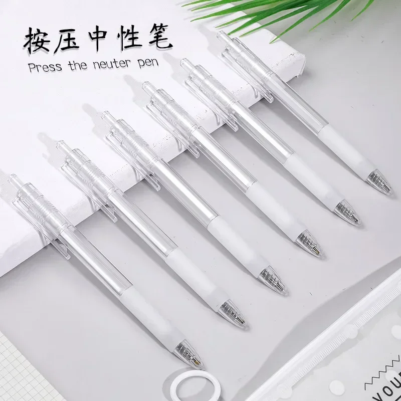 A 50PCS Transparent Press Rollerball Pen For Student Exam Press Type Fountain Pen For Office Stationery Black Signature Pen B