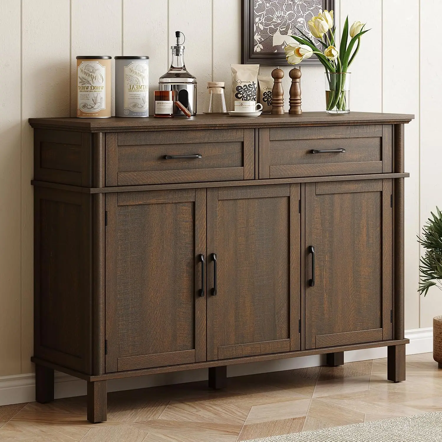 48 Inch Buffet Cabinet with Storage, Brown