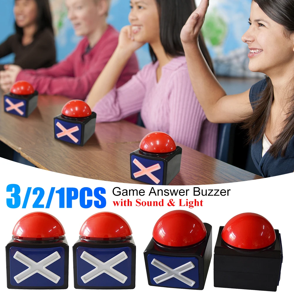 Red Buzzer Alarm Button Box with Sound and Light Trivia Quiz Got Talent Buzzer Response Buzzers for Contest/Game Show/ Party