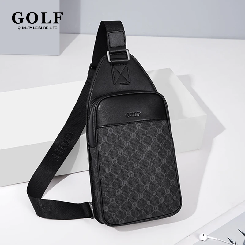 GOLF Leather Chest Bag Men One Shoulder Bags Slim Waterproof Vintage Crossbody Bag with Keychain Ring Anti Theft Lighweight 2025