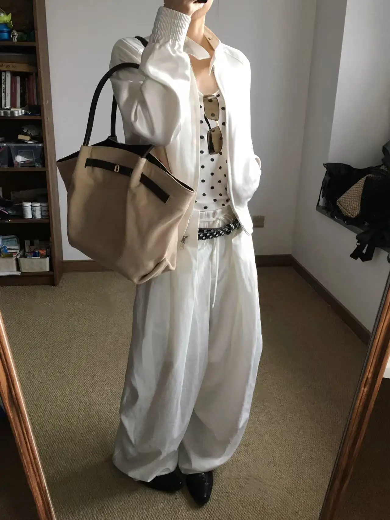 

Ele Classic TAYACUE Acetate Ivory Umbrella Pleat Casual Jaet Outerwear for Women ort Coat Zipper Closure No Hat
