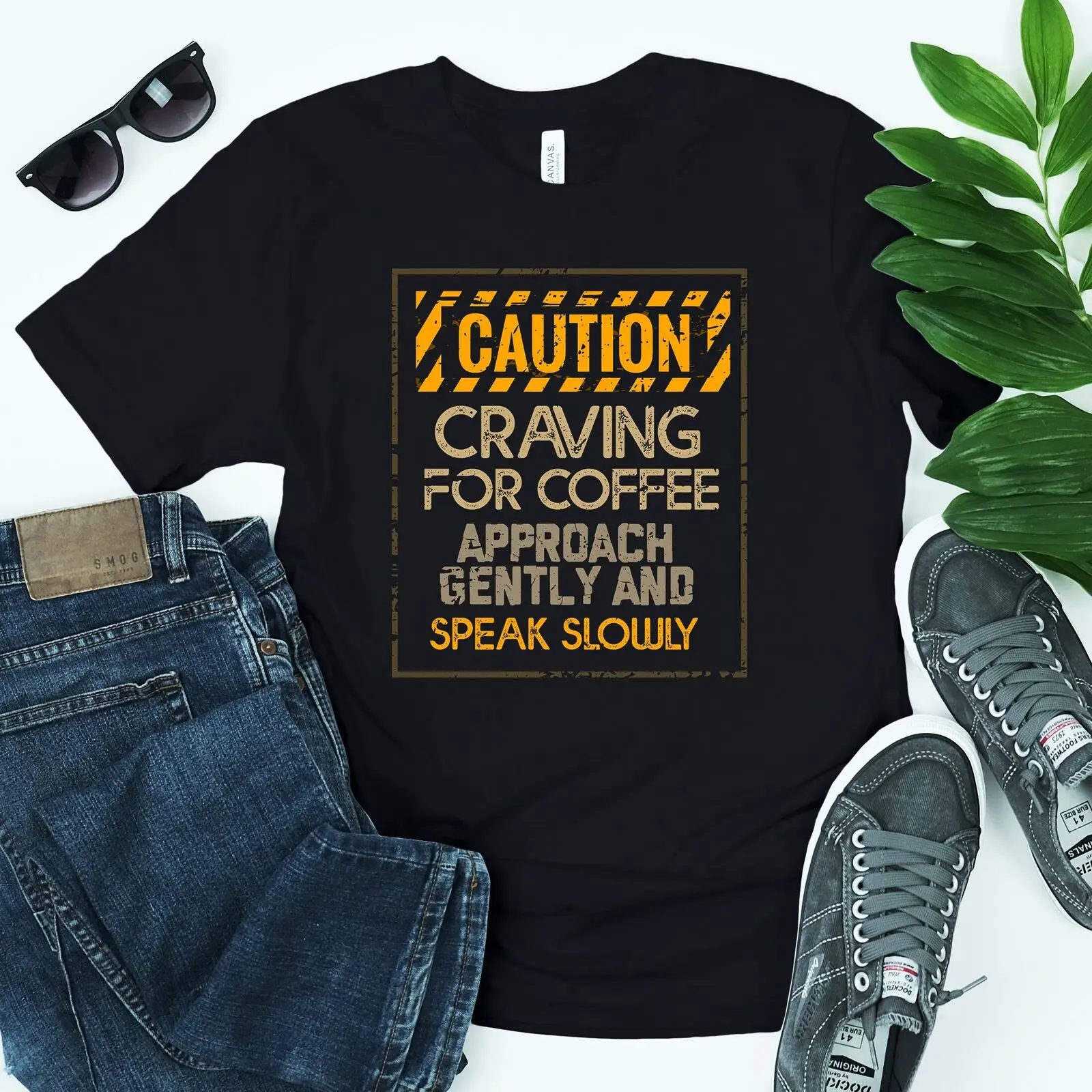 Coffee Lover T-shirt - Caution Craving For Coffee Funny Caffeine Lover Shirt