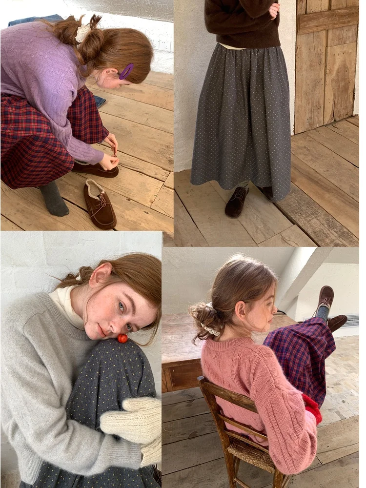 

Белая плюшевая юбка-миди А-силуэта в горошек с высокой талией из хлопка Ciwalk для путешествий и повседневной носки