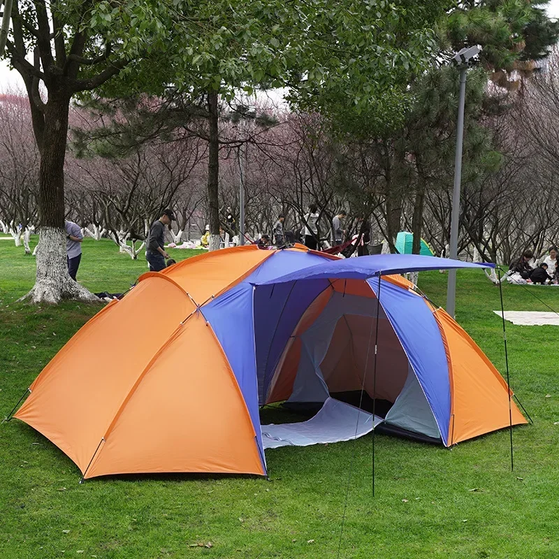 Big Camping Tent 3-4 Person Dual Layer Waterproof Pop Up Open Anti UV Tourist Tents for Outdoor Hiking Beach Travel Camping