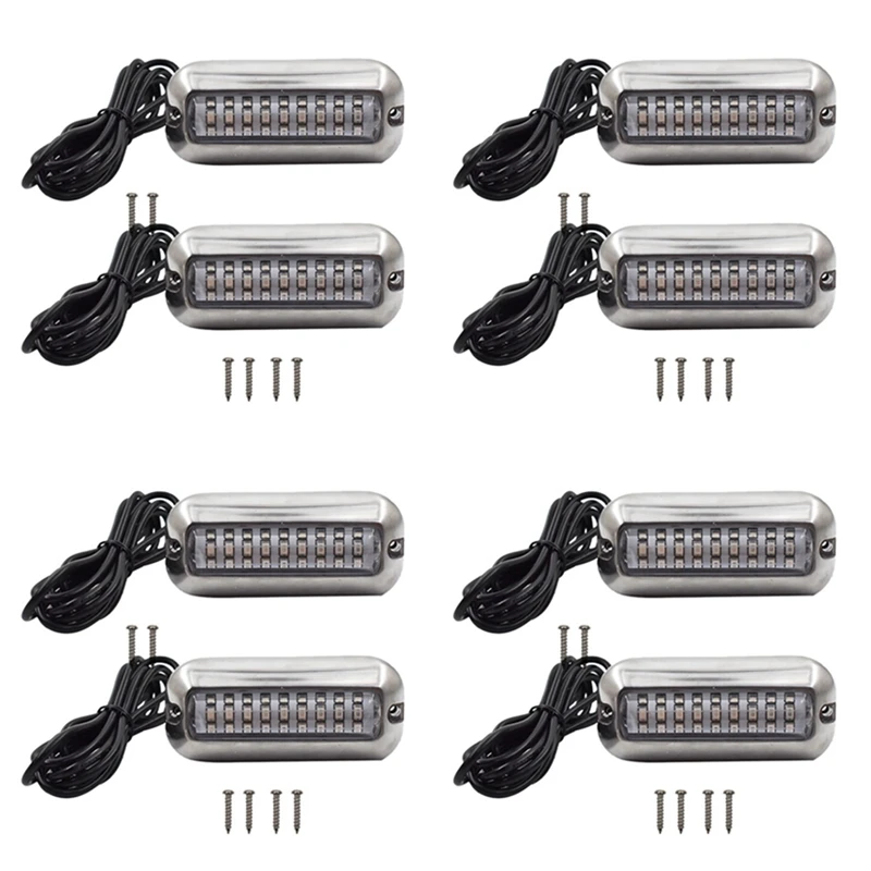 

8Pcs 27 Blue LED Stainless Lights Underwater Pontoon For Marine Boat Transom