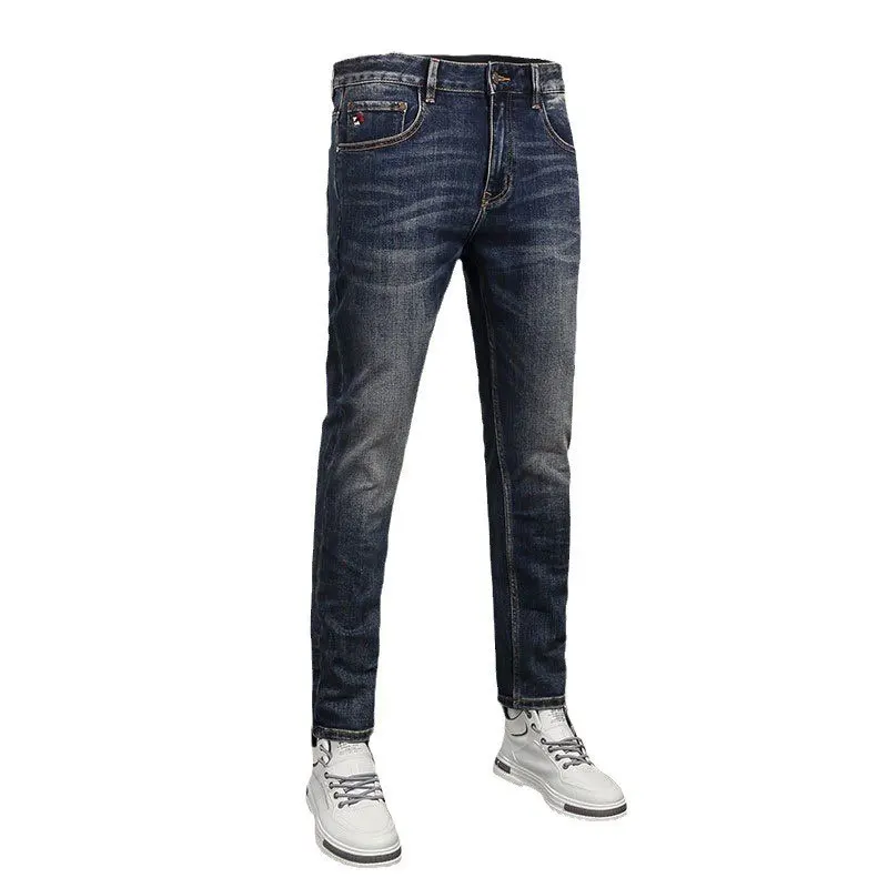 Fashion Designer Men Jeans Retro Black Blue Stretch Slim Fit Vintage Jeans Men Trousers High Quality Casual Denim Pants Hombre