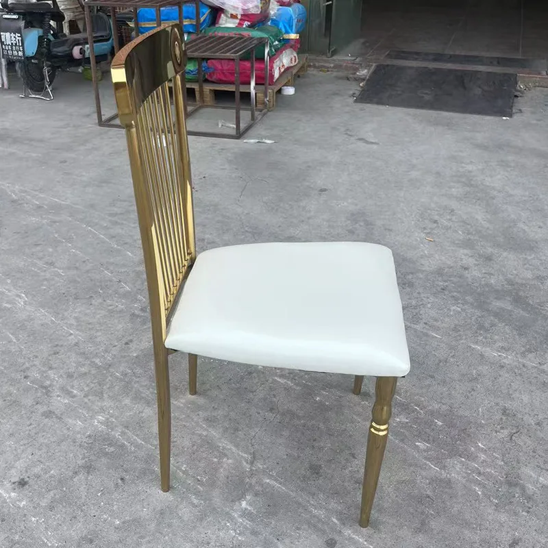 

New gold-white stainless steel banquet hotel wedding dining chairs