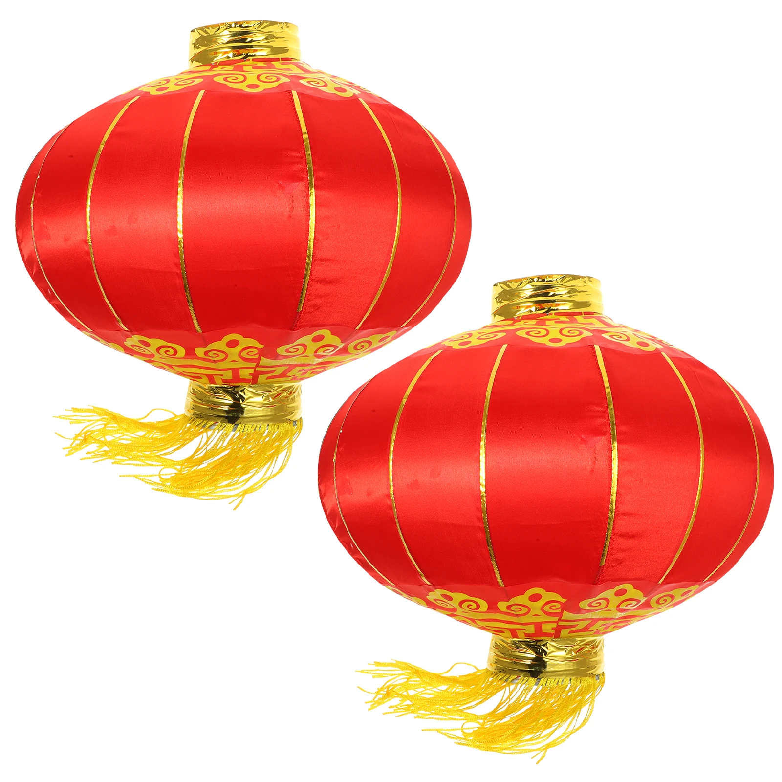 

2Pcs Iron Mouth Lantern 60# Red Silk Velvet New Year Decor Hanging Lanterns for Spring naments