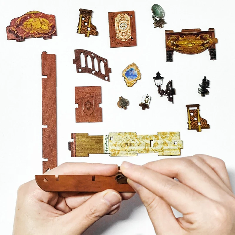 ใหม่ DIY Book Nook Magic ร้านหนังสือรุ่นไม้ Bookend ชั้นวางหนังสือใส่ตู้หนังสือ LED ชุดประกอบของเล่นสําหรับของขวัญเด็ก